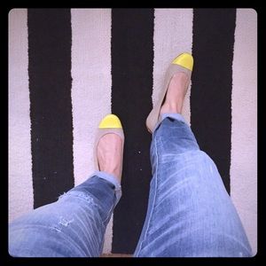 Kate Spade Tipsy flats in neutral/neon yellow