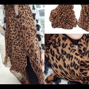 Leopard chiffon scarf