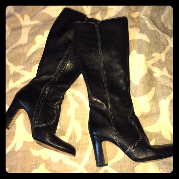 Anne Klein tall black leather boots