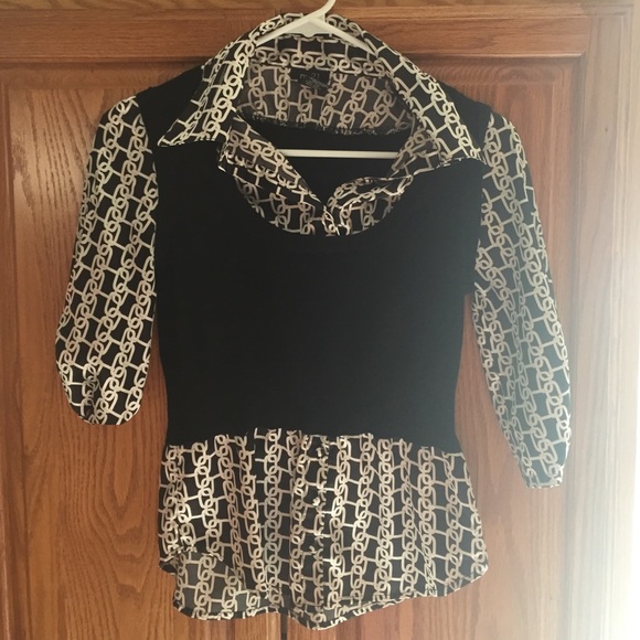 Black and white print blouse