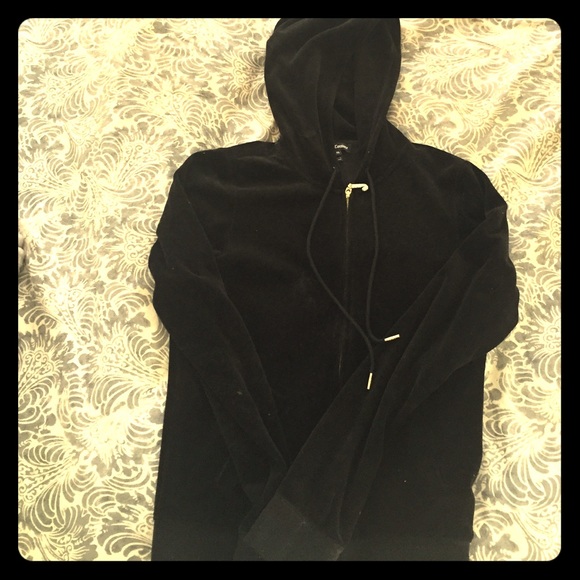 Black velour juicy couture zip up sweat shirt