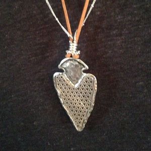 Arrowhead and suede necklace