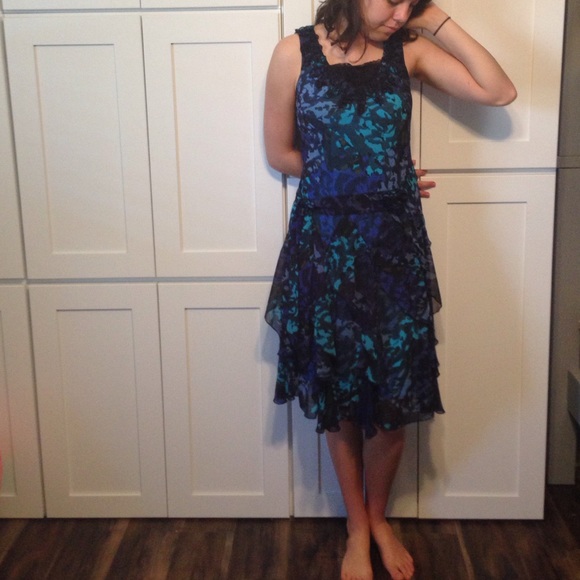 Blue and Teal dress with belt