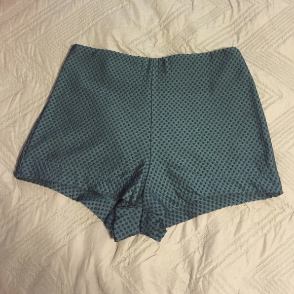 Dark teal and black high wasted shorts
