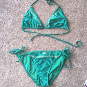 Old Navy Emerald Green Bikini with Gold Detail
