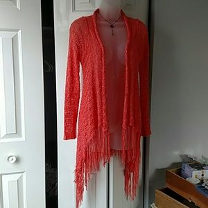 Knit crotchet cardigan fringe size medium