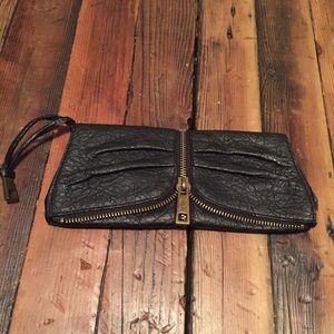 Black Clutch with Brushed Gold Zipper