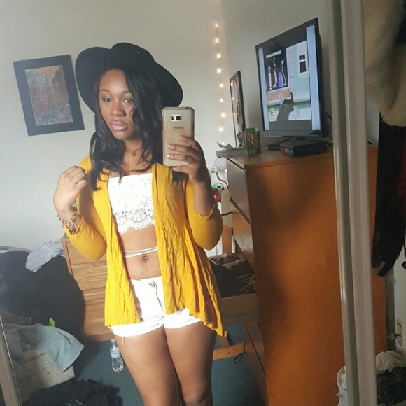 Yellow throw over light weight jacket