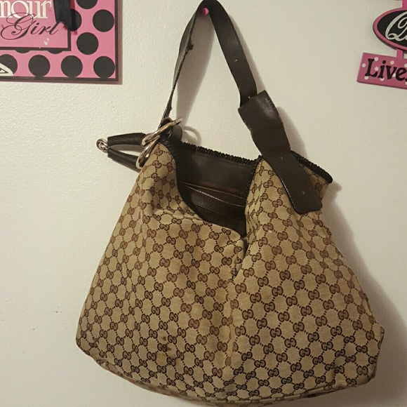 Authentic Distressed horsebit GUCCI purse w/duster