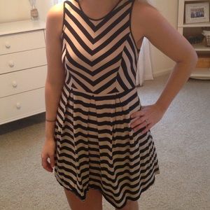 Black and cream chevron dress