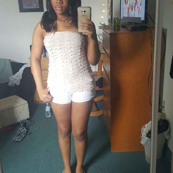 Pink ruffle tube top