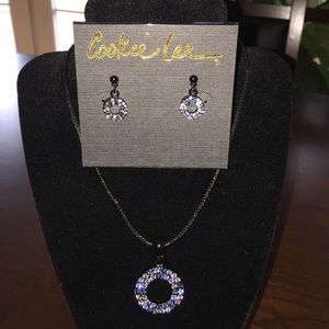 Blue tones Necklace and earring set by Cookie Lee