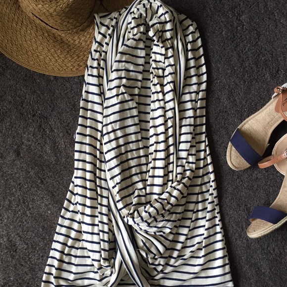 TART Criss Cross Open Front Striped Tunic Top