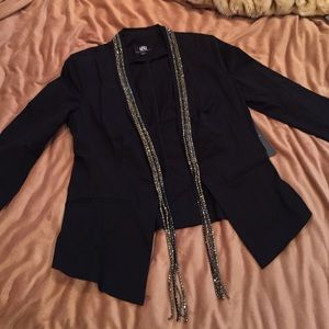 NWT! Black blazer with rhinestone accent