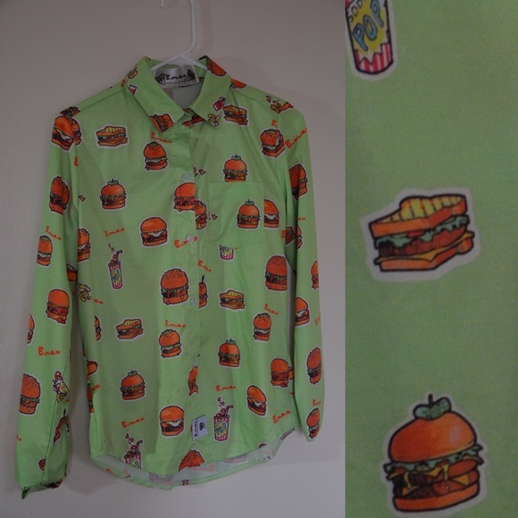 Hamburger print button down