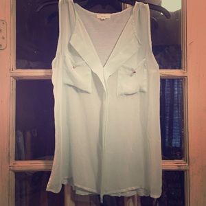 Mint green sheer front tank with cotton back.