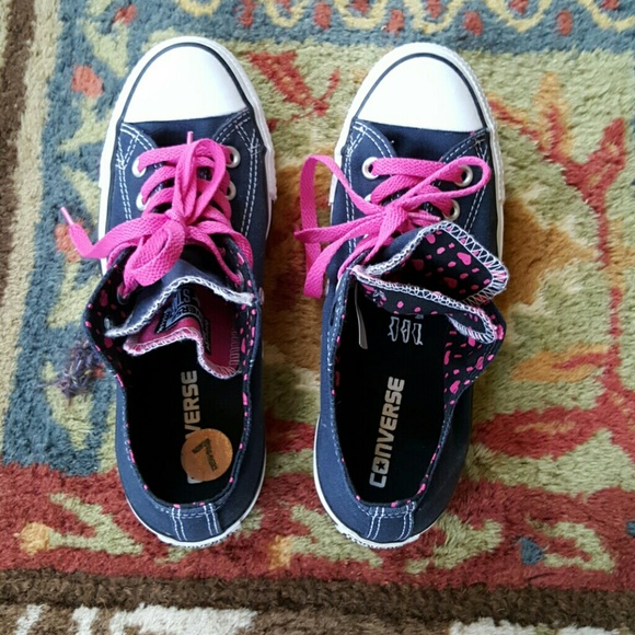Converse Shoes - Navy Converse with pink accents