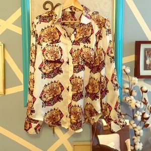 Cream Tiger Print Blouse