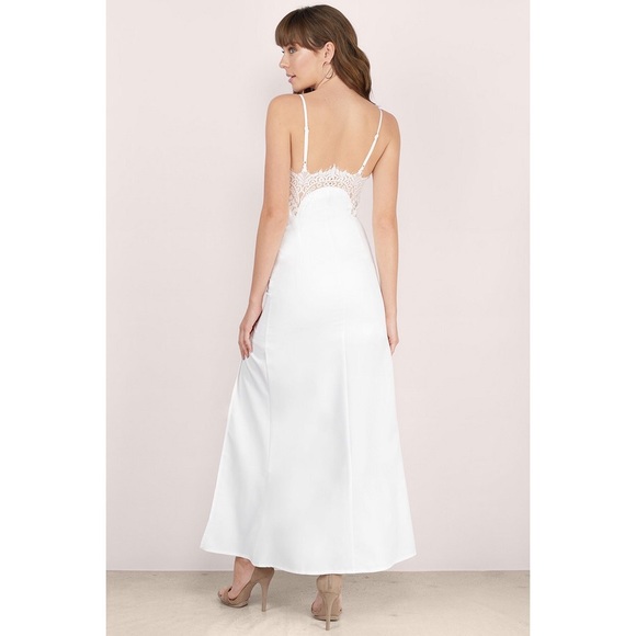 ✖️SOLD✖️White Lace Mesh Double Slit Maxi Dress - Picture 4 of 4