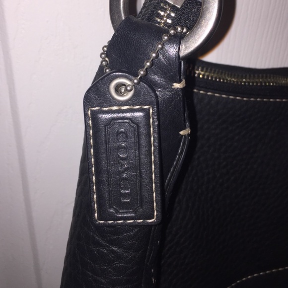 Coach Classic Leather Black and Cognac Tan Handbag - Picture 2 of 4