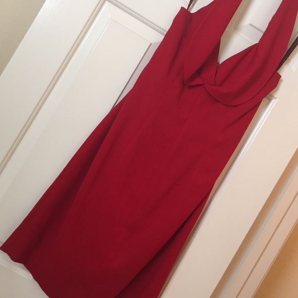 Red halter dress