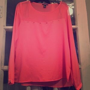 Long sleeve coral Forever21 beaded blouse.