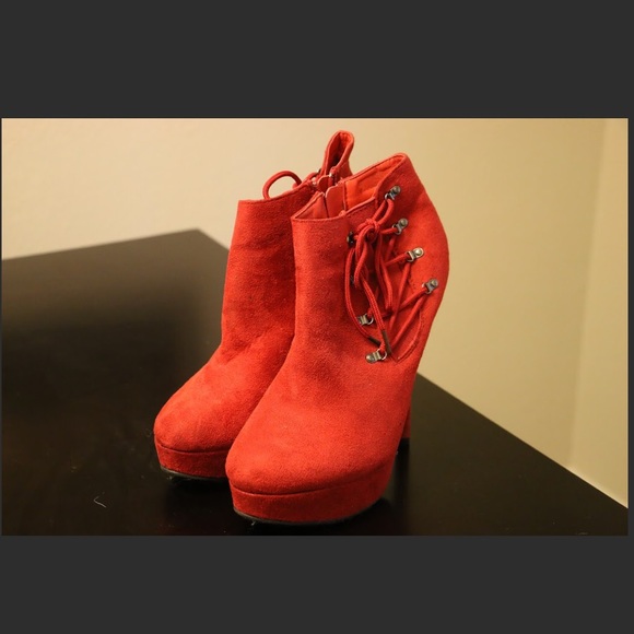 Red heeled booties
