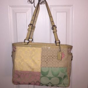 Coach Tote Pastel Colors with Silver Metal Detail
