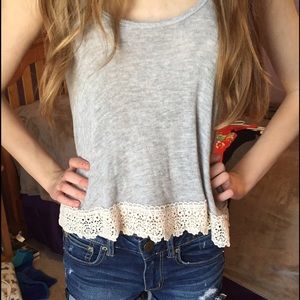 A&F Grey Lace Crop Tank Top