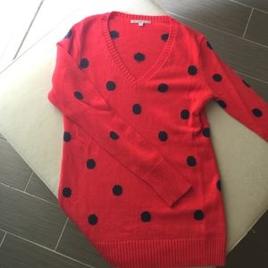Red and navy polkadot Gap sweater