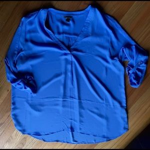 3X cornflower blue v-neck blouse