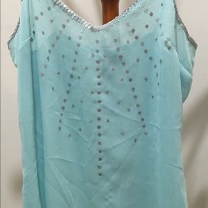 Baby Blue Silver sequined silky camisole