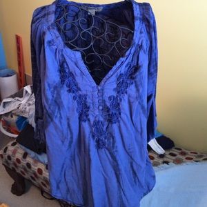 Boho blue 3/4 sleeve shirt