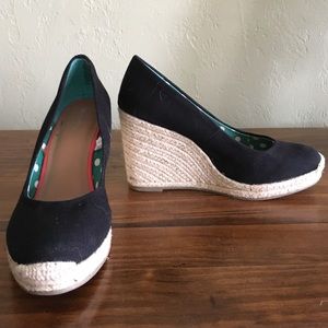 Black espadrille wedge sandals