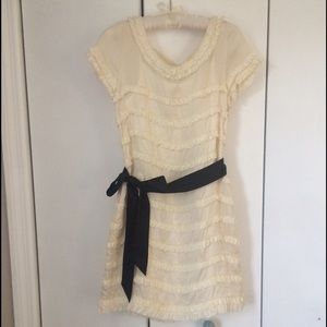 J. Crew Ivory silk tired ruffle shift dress
