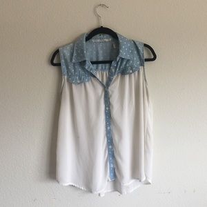 Flowy chiffon baby doll tank button up