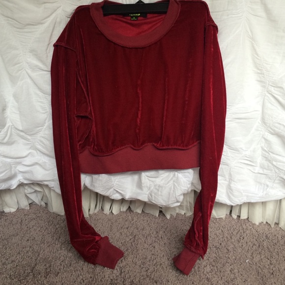 Nasty Gal Rehab Velvet Cropped Sweatshirt