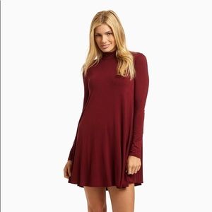 Med Burgundy Swing Maternity Dress