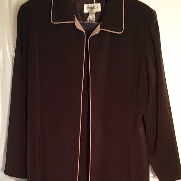 Chocolate/tan Sz 14 suit with long jacket & pants - Picture 1 of 3