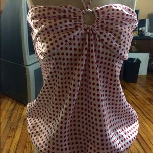 Red & white polka dot blouse