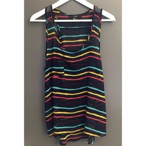 ☀️ Multi-color stripes see-through tank top