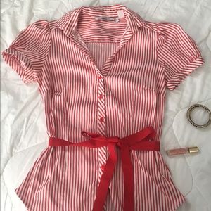 Striped print button up shirt. Striped print button up shirt.