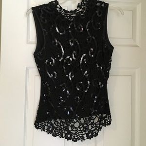 Black sequined top by Cache