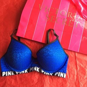 PINK 34C Leopard Lace Push up Bra