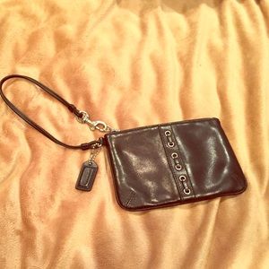 COACH black leather wristlet