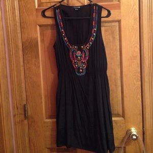 Colorful beaded black dress