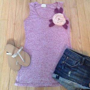 Heathered Plum Tank w/Flower - Medium