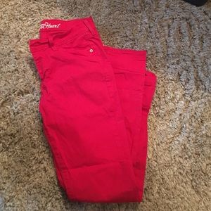 Red skinny jeans