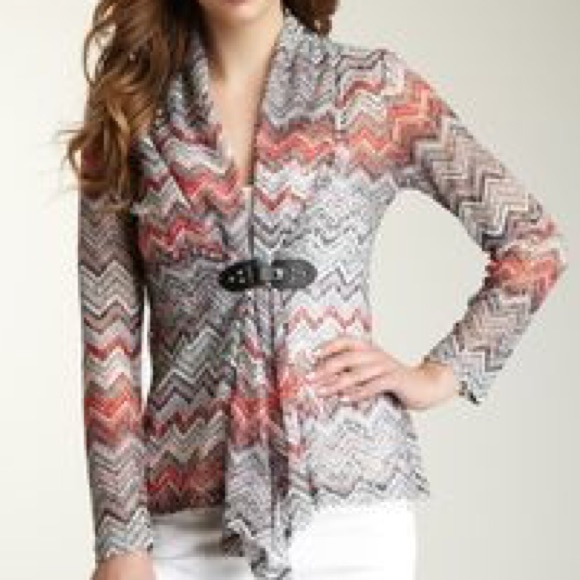Chevron "Crochet" Buckle Cardigan