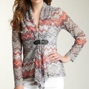 Chevron "Crochet" Buckle Cardigan